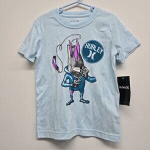 NEW Hurley Premium Tee Graphic Shirt Blue Logo Kids Boys Size 6 Shark Surf Shirt